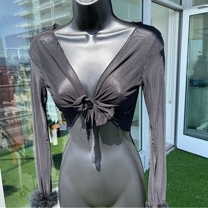 Sheer Crop Fluffy Cuffs